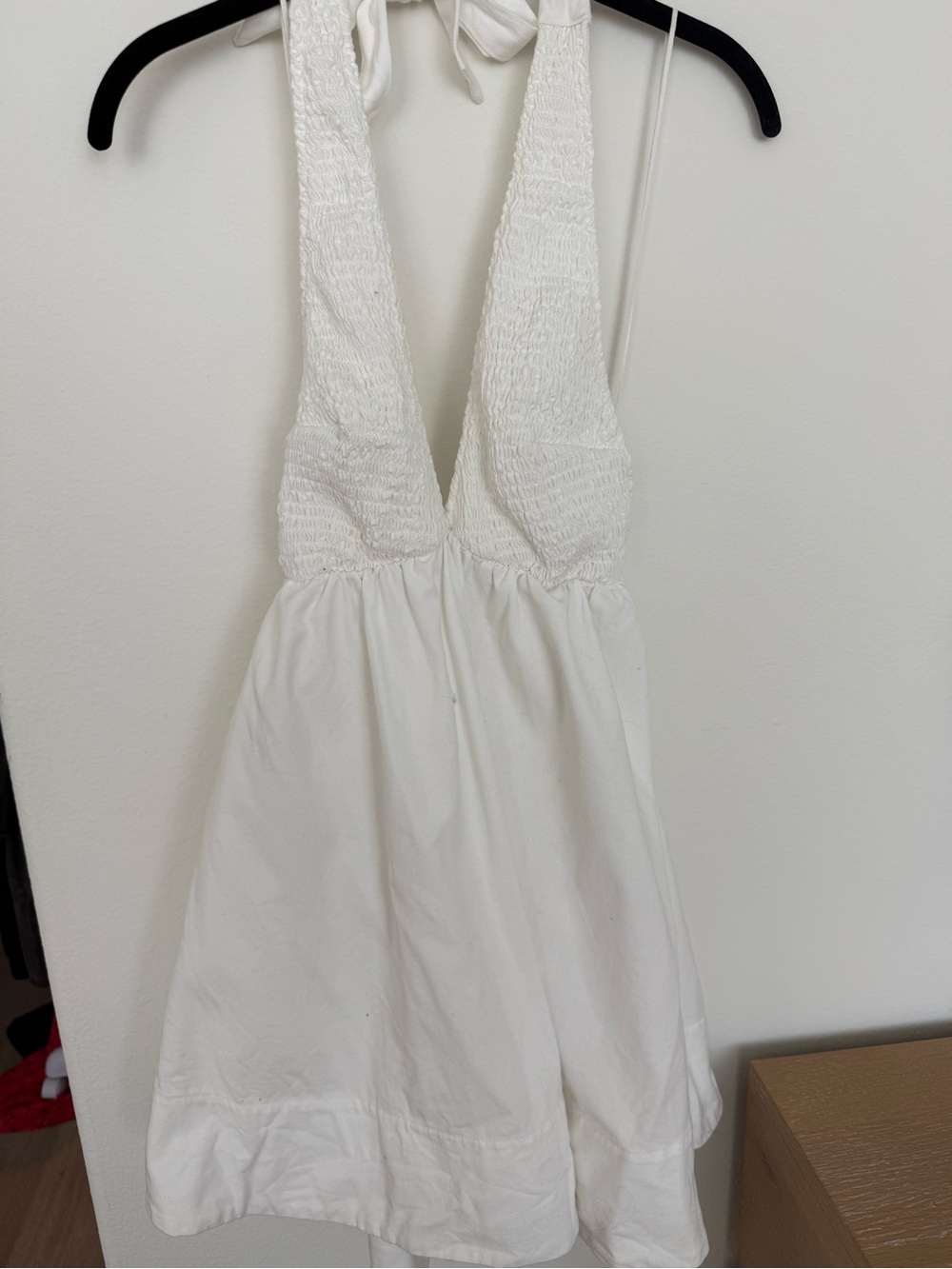 BDG White Smocked Halter Mini Dress